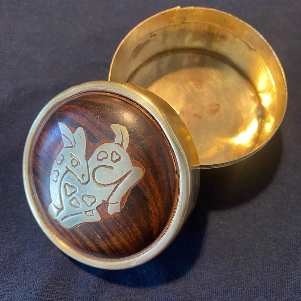 Brass And Wood Decorative Box